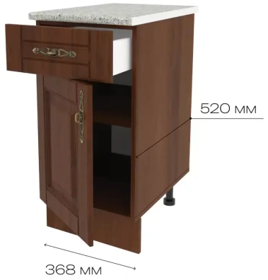 Кухня "Орех" 375.05 шкаф напольный ш40 с ящ (орех) - Столлайн - фото в интернет-магазине Арктика