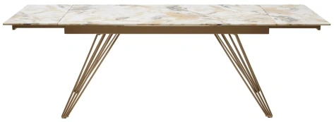 Стол обеденный ACERRA 160 (GLOSS GRAND JADE SOLID CERAMIC/ GOLDEN CHAMPAGNE) - М-Сити - фото в интернет-магазине Арктика