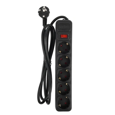 Сетевой фильтр Perfeo 5р PF_E1501 (черный) 3 м. (REAL POWER) - фото в интернет-магазине Арктика