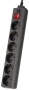 Сетевой фильтр Perfeo Power+ PF_A4672, 3,0м, 6 розеток, черный (PF-PP-6/3,0-B)