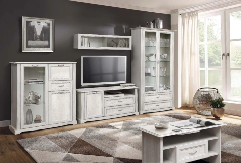 Гостиная "Сохо" (бетон пайн белый/бетон пайн белый патина) - Олмеко - фото в интернет-магазине Арктика