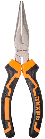Длинногубцы прямые Вихрь, 160 мм, никелированные, двухкомпонентные рукоятки (73/6/3/10) - фото в интернет-магазине Арктика