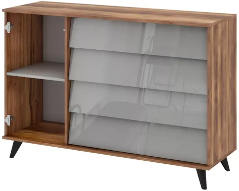 Гостиная "Онтарио" 474.02 комод 4 ящ. (Дуб Барокко/Серый глянец) - Столлайн - фото в интернет-магазине Арктика