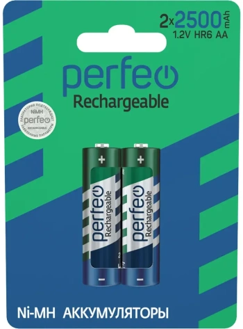 Аккумулятор Perfeo HR6-2BL 2500 mAh 2 шт (PF AA2500/2BL) - фото в интернет-магазине Арктика
