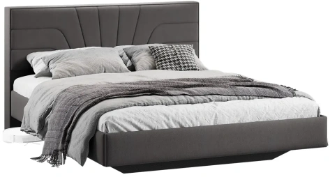 Спальня "Пандора" кровать (1600) Тип 1 (Велюр Графит) - Три Я - фото в интернет-магазине Арктика