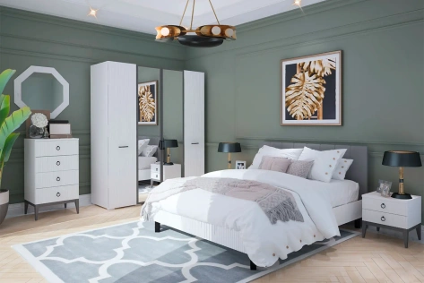 Спальня "Хилтон" (ХТ-810.28) кровать 180 (Д1/Белый премиум) - Ангстрем - фото в интернет-магазине Арктика