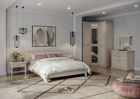 Спальня "Кантри" (КА-801.27) кровать с мех 140*200 (Кашемир серый) - Ангстрем - фото в интернет-магазине Арктика