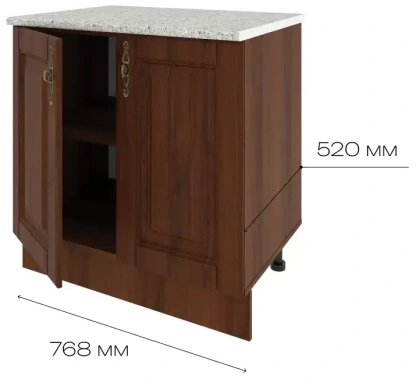 Кухня "Орех" 375.07 шкаф напольный ш80 (орех) - Столлайн - фото в интернет-магазине Арктика