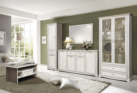 Гостиная "Сохо" (бетон пайн белый/бетон пайн белый патина) - Олмеко - фото в интернет-магазине Арктика