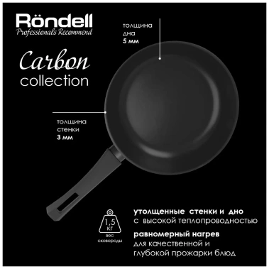 Сковорода "Carbon" 1698-RDA (BK) 28 см - Электробыт М - фото в интернет-магазине Арктика