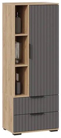 "Хилтон" шкаф для посуды исп.2 (дуб крафт золотой/графит матовый) - Три Я - фото в интернет-магазине Арктика