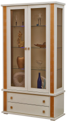 Гостиная "Тунис" П343.20Ш шкаф с витриной (Слоновая кость с золочением, Массив) - Пинскдрев - каталог товаров магазина Арктика