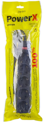 Сетевой фильтр Perfeo 5р PF_A4718 (черный) 5,0 м. (POWERX) - фото в интернет-магазине Арктика