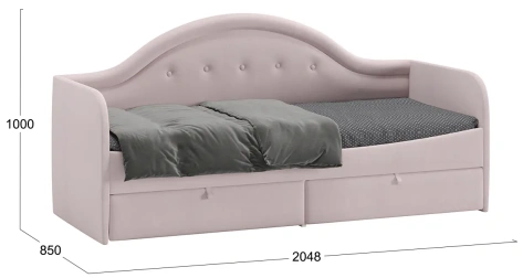 Детская "Адель" кровать Тип 1 800 (велюр пудровый) 80*200 - Три Я - фото в интернет-магазине Арктика