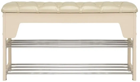 Банкетка МИ "Грейс" (Дуб шампань, к/з Oregon perlamutr 106, каретная стяжка) - Импэкс - фото в интернет-магазине Арктика