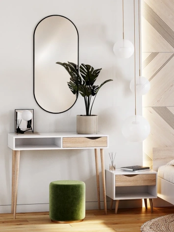 Зеркало навесное Z-16 1100х500 мм с черной рамкой - Мебельград - фото в интернет-магазине Арктика