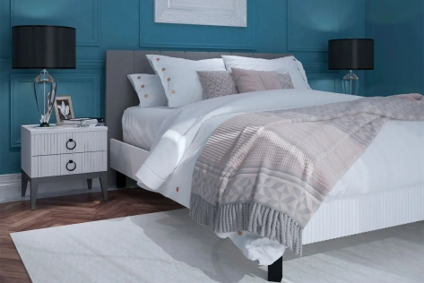 Спальня "Хилтон" (ХТ-810.28) кровать 180 (Д1/Белый премиум) - Ангстрем - фото в интернет-магазине Арктика