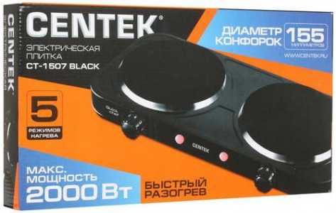 Настольная электроплита Centek CT-1507 чёрная - фото в интернет-магазине Арктика