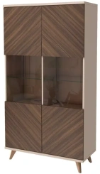 Гостиная "Хармони" 468.06 шкаф со стеклом (бежевый/древесный) - Столлайн - каталог товаров магазина Арктика