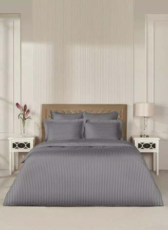 Постельное белье Arya Vip из Страйп Сатина 1.5 Сп. 160x220 Серый - Ария - фото в интернет-магазине Арктика