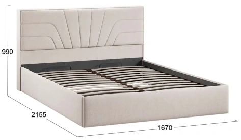 Спальня "Пандора" кровать с мех.1600 Тип 1 (Велюр Мокко светлый) - Три Я - фото в интернет-магазине Арктика