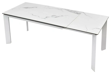 Стол обеденный CREMONA 140 HIGH GLOSS STATUARIO (Белый мрамор глянцевый/белый каркас) - М-Сити - фото в интернет-магазине Арктика