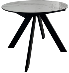 Стол обеденный БОНЖУР 100 (БЕЛЫЙ МРАМОР, черная шагрень, стекло / ЧЕРНЫЙ) - М-Сити - каталог товаров магазина Арктика