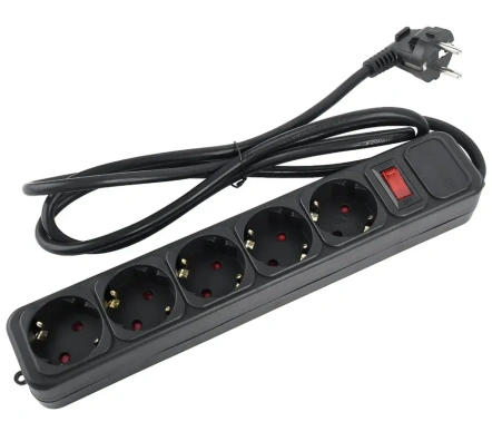 Сетевой фильтр Perfeo 5р PF_E1501 (черный) 3 м. (REAL POWER) - фото в интернет-магазине Арктика