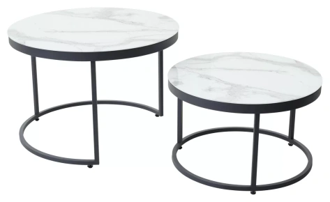 Стол журнальный "Эрвин" 2 шт (Белый мрамор/графит) - М-Сити - фото в интернет-магазине Арктика