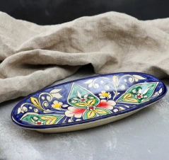 Селедочница Риштанская Керамика "Цветы" 1573791 24 см - Сима-ленд - каталог товаров магазина Арктика