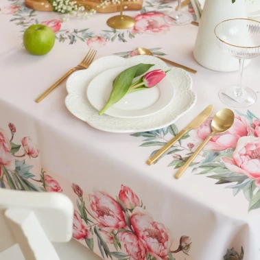 Скатерть Доляна Рeonies flowers 145*180 +/- 3 см, 100% п/э 10343572 - Сима-ленд - фото в интернет-магазине Арктика