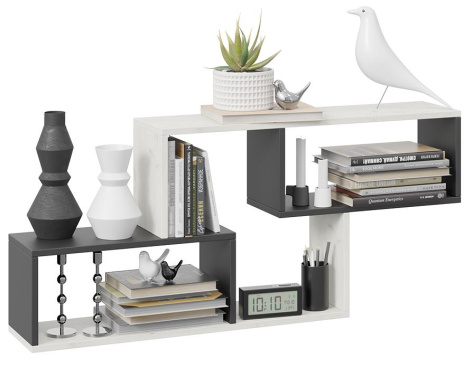 Полка настенная тип 4 (антрацит/дуб крафт белый) - Три Я - фото в интернет-магазине Арктика