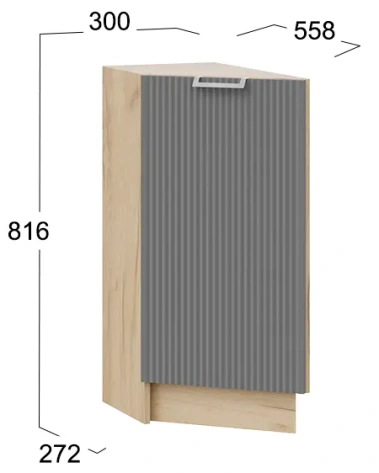 Кухня "Кимберли" шкаф нижний торцевой 30 (К1Н3Т/Ф1В3Т/дуб крафт золотой/титан) - Три Я - фото в интернет-магазине Арктика