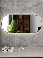 Зеркало навесное Z-16 1100х500 мм с черной рамкой С ПОДСВЕТКОЙ - Мебельград - каталог товаров магазина Арктика