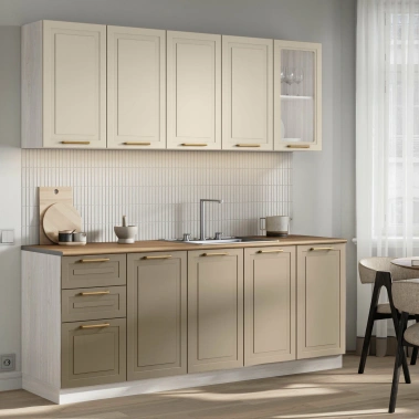 Кухня "Ева" 2 м (анкор светлый/кашемир/ирландский ликер/столешница 2000) - Раус - фото в интернет-магазине Арктика