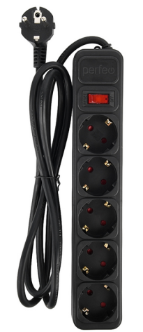 Сетевой фильтр Perfeo 5р PF_E1503 (черный) 5 м. (REAL POWER) - фото в интернет-магазине Арктика