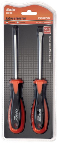 Набор отверток с двухкомпонентными рукоятками Кратон Master SSS-05, 2 пр., блистер - фото в интернет-магазине Арктика