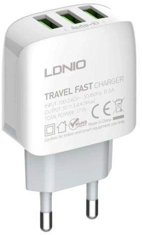 Зарядное устройство сетевое LDNIO A3312 17W USB 3+ Кабель Type-C LD_B4562* - фото в интернет-магазине Арктика
