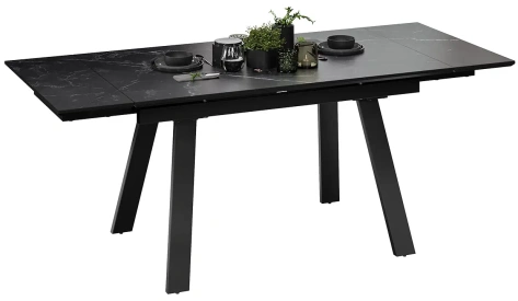Стол обеденный "Дэкстон" Тип 1 (черный муар/керамика матовая черный мрамор) - Три Я - фото в интернет-магазине Арктика