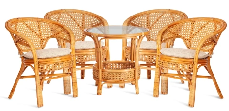 Комплект "PELANGI" 02/15 (с матр/стол+4 стула/honey/мед) - Тетчер - фото в интернет-магазине Арктика