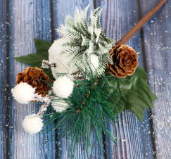 Декор "Зимнее очарование" белое яблоко шишки хвоя, 21 см 5046905 - Сима-ленд - каталог товаров магазина Арктика