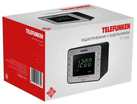 Радиочасы Telefunken TF-1508 black/silver - фото в интернет-магазине Арктика