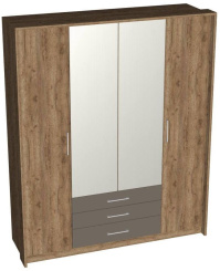 Спальня "Беата-2" шкаф 4-дв с ящ (крафт табачный/мат шоколад) - Евромебель - каталог товаров магазина Арктика