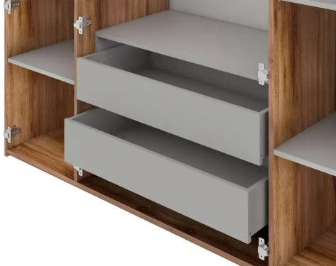 Спальня "Онтарио" 474.01 шкаф 4-х дв (Дуб Барокко/Серый глянец) - Столлайн - фото в интернет-магазине Арктика