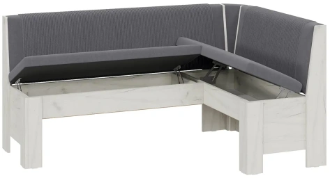 Скамья угловая "Ганновер" (Дуб крафт белый/Микровелюр Linea Grande 83/Connect 83 (серый)) - Три Я - фото в интернет-магазине Арктика