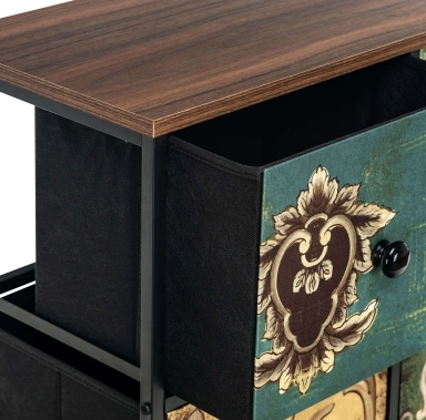 Комод "Лунет" 9 ящиков (черный/мульти зеленый) - Импэкс - фото в интернет-магазине Арктика