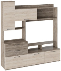 Гостиная "Марта" секция комбин (Дуб сонома трюфель/Дуб сонома) - Три Я - каталог товаров магазина Арктика