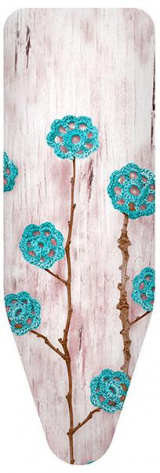 Чехол для гладильной доски из хлопка 140*55 Ажурные цветы (бирюзовые) - фото в интернет-магазине Арктика