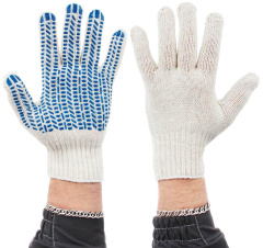 Перчатки вязаные ЕРМАК Люкс х/б с ПВХ напылением, 5 нитей, Х-нить, 62 гр 446-004 - каталог товаров магазина Арктика