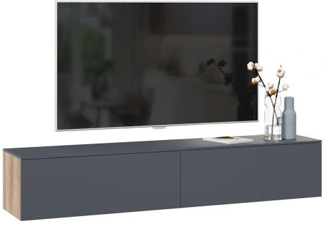 Гостиная "Порто" ТД-393.03.11 тумба ТВ (Яблоня Беллуно/Графит софт) - Три Я - фото в интернет-магазине Арктика